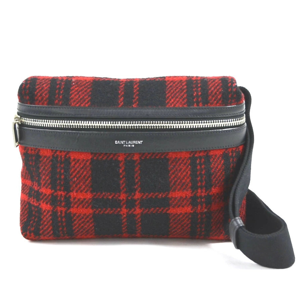 Saint Laurent body bag wool leather red black